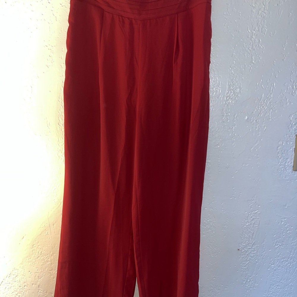 Red Wide-Leg High-Rise Pants